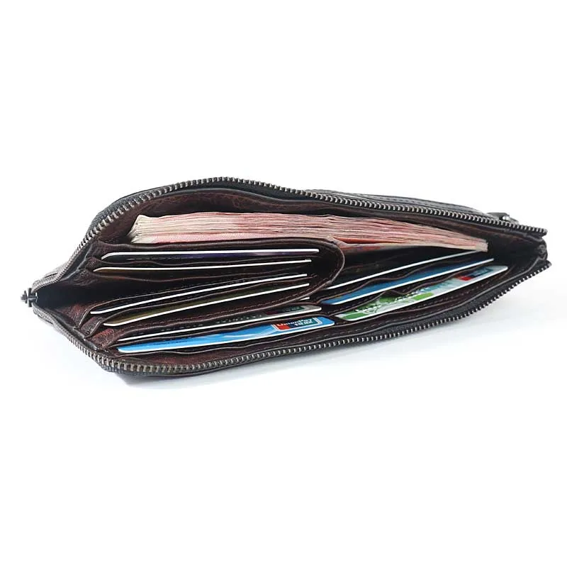 Кошелек из натуральной кожи мужской роскошный винтажный ручной работы длинный