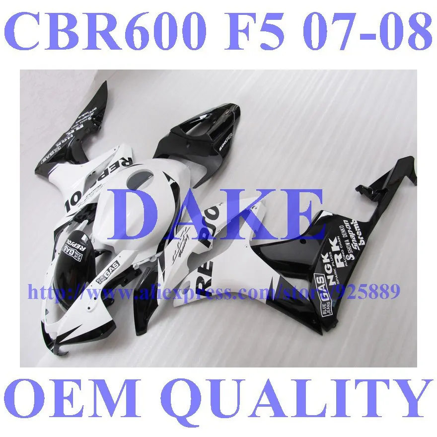 

DAKE // Injection REPSOL Fairings For HONDA CBR600RR 07 08 F5 07-08 CBR 600 RR 2007 2008 #A6X White Black Fairing Kits +Tank