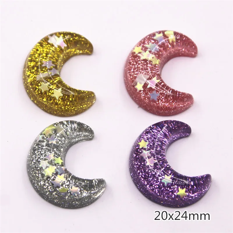 10 штук искусственный бриллиант из смолы с блестящими звездочками/полумесяц