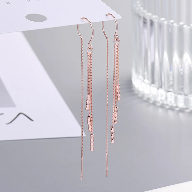 

S925 Sterling Silver Temperament Tassel Ear Line Female Long Simple Earrings 2021 New Trend Personalized Earrings