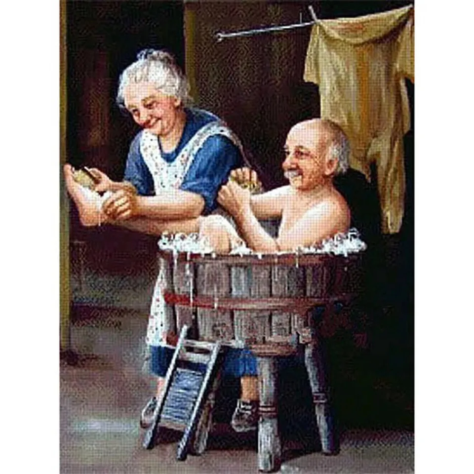 

Home 5D DIY Diamond Painting Kit full of round diamond inlaid embroidery cross-stitch portrait old couple mural home decor gift