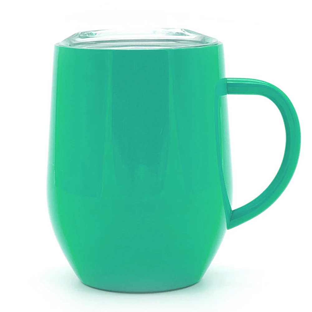 Light Green Водное стекло с двойными стенками герметичная Изолированная небьющаяся Изысканная изогнутая рукоятка шампанское здоровая кофейная дорожная чашка из нержавеющей стали - Цвет: Light Green