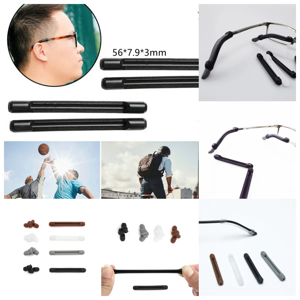 

HOT 5 Pairs Eyeglass Temple Tips Hypoallergenic Sleeve Retainer Silicone Anti-slip Holder Elastic Glasses Glasses Accessories
