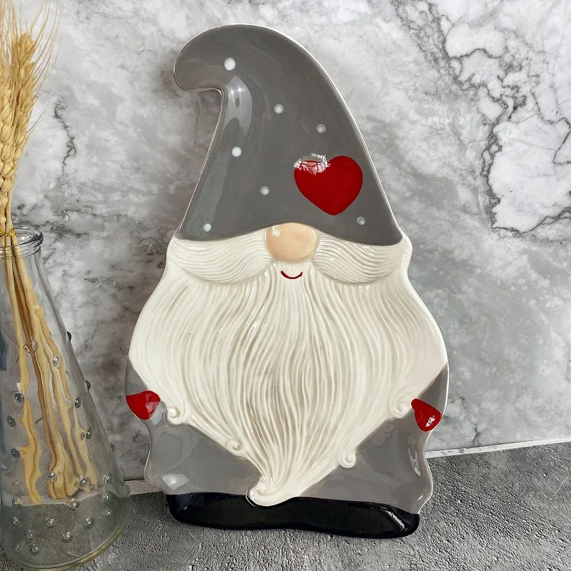 

Santa Claus Plate Ceramic Shallow Plate Western Tableware Flat Plate Cute Creative Home Dishes Hotel