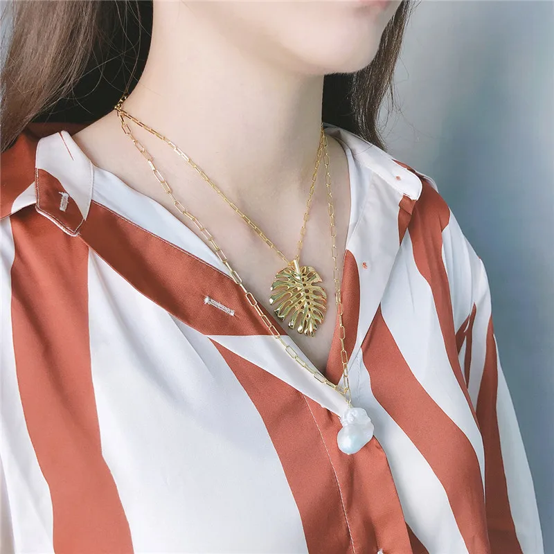 RUIYI реальные 925 стерлингового серебра 18K золото банановые листья кулон ожерелье
