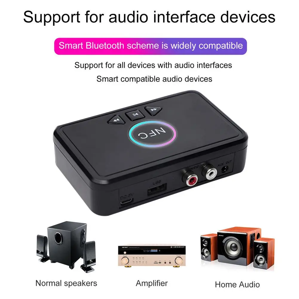 NFC5.0 Wireless Bluetooth 5.0 Receiver 2RCA + EDR 3.5mm Jack Aux USB HiFi Stereo Audio Adapter For Car Speaker PC | Электроника