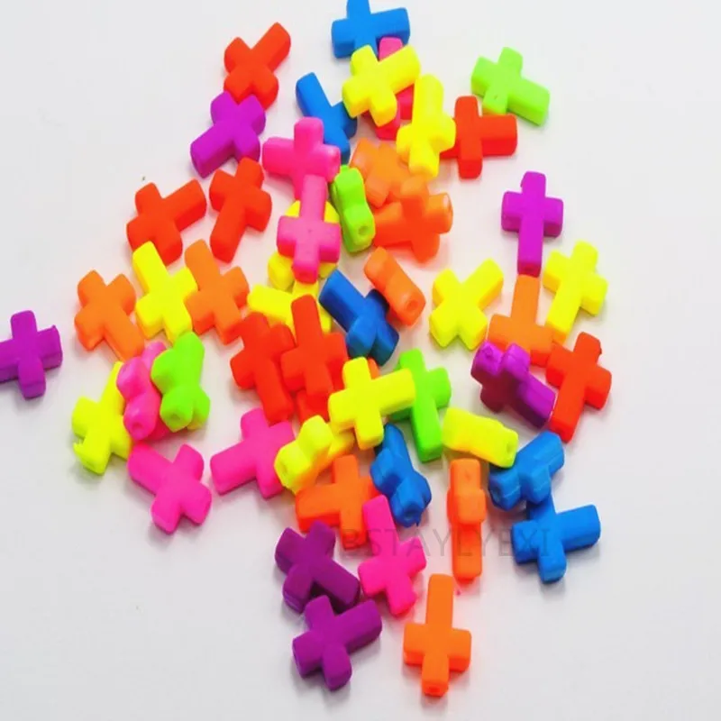 50 шт. смешанные матовые флуоресцентные Неоновые бусины акриловые перекрестные