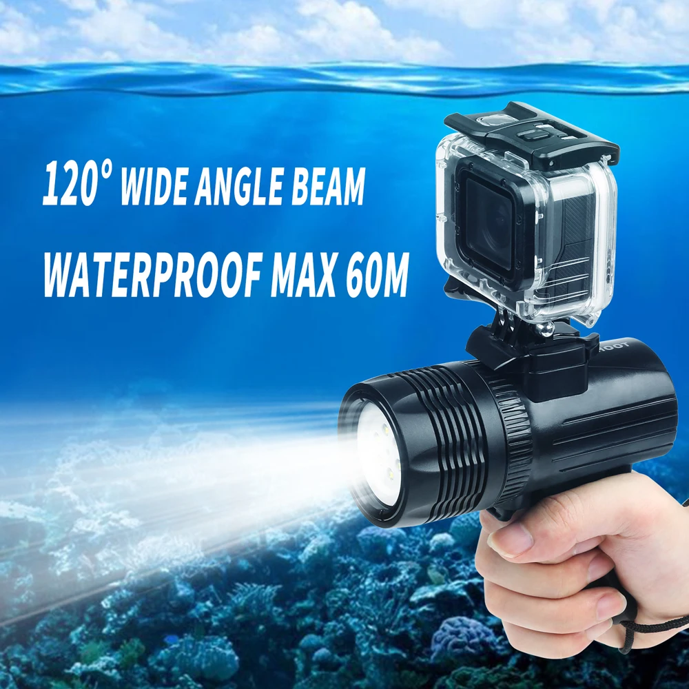 SHOOT Водонепроницаемый светодиодный светильник для дайвинга Gopro Hero 7 6 5 4 h9 SJCAM SJ4000