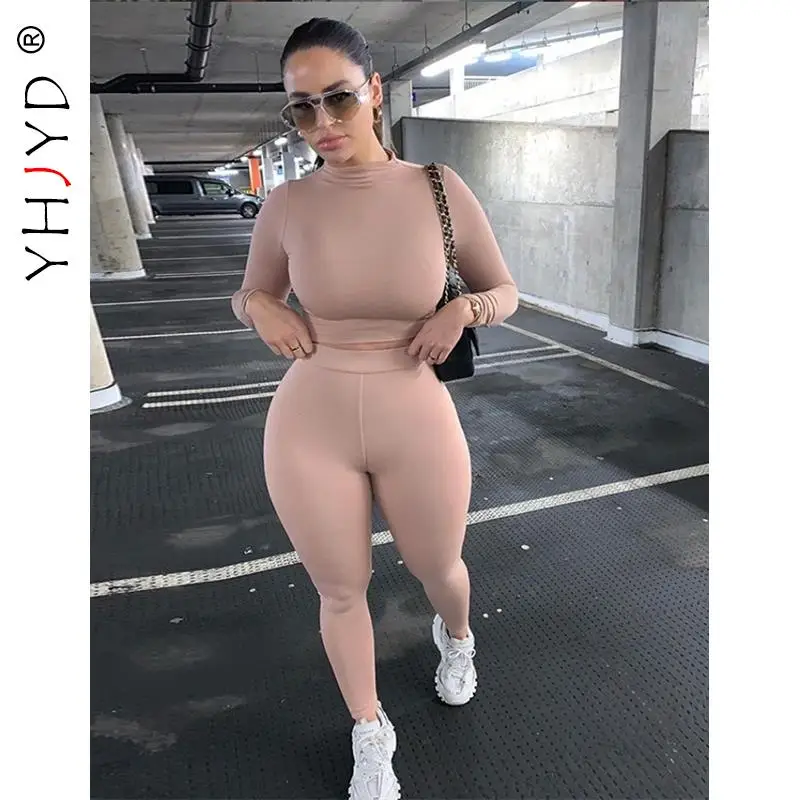 

YHJYD Sexy Two Piece Set Top and Pants Wholesale Clothing for Women Outfits Twinset Sports Tracksuit Loungewear