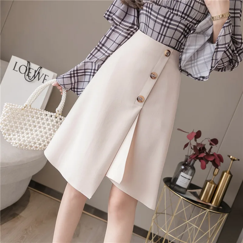 Осенняя формальная Женская юбка с высокой талией 2020 Офисная неправильной длины