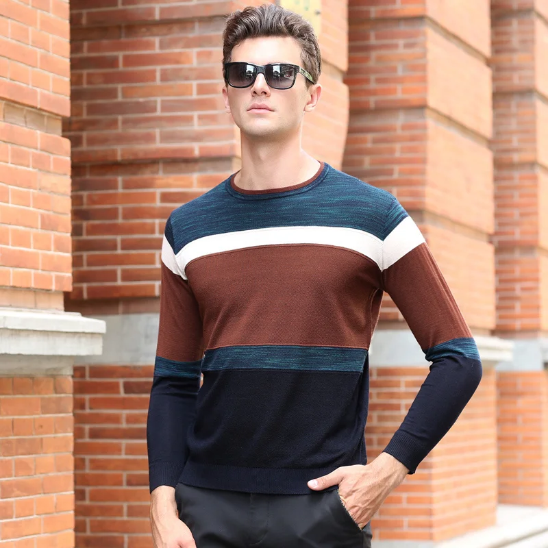 

Trendy Quality Striped Knit Brand Pullover New Crew Neck Top Fashion Sweater Mens Autum Winter Korean Casual Jumper Men Clothing