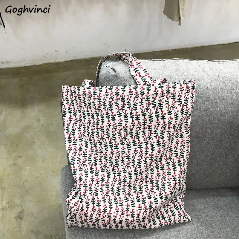 

Сумка для покупок Женская холщовая, простой милый Универсальный тоут на одно плечо с цветочным принтом в стиле Харадзюку Ins, Складная портат...