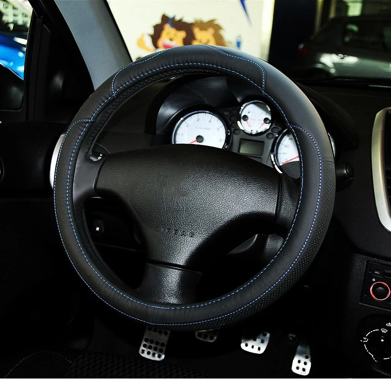 Кожаный чехол рулевого колеса автомобиля чехол для peugeot 308 307 206 207 407 508 2008 3008 208 406 4008 301 807 аксессуары 38 см/15''