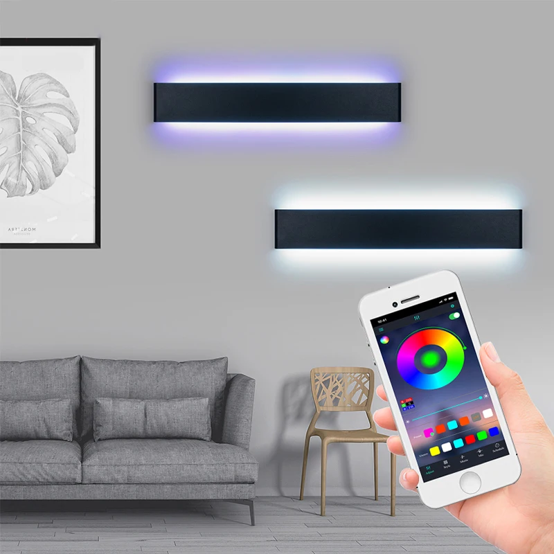 Железный светодиодный настенный светильник бра умный дом RGB с регулируемой