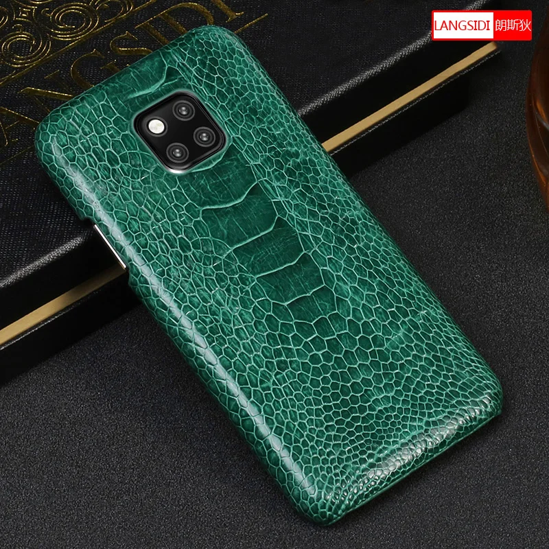

100% ostrich Genuine Leather case for Huawei mate 20 P30 P20 Lite pro Y9 Y7 P SMART 2019 phone case For honor 8x v20 20 Pro 9X