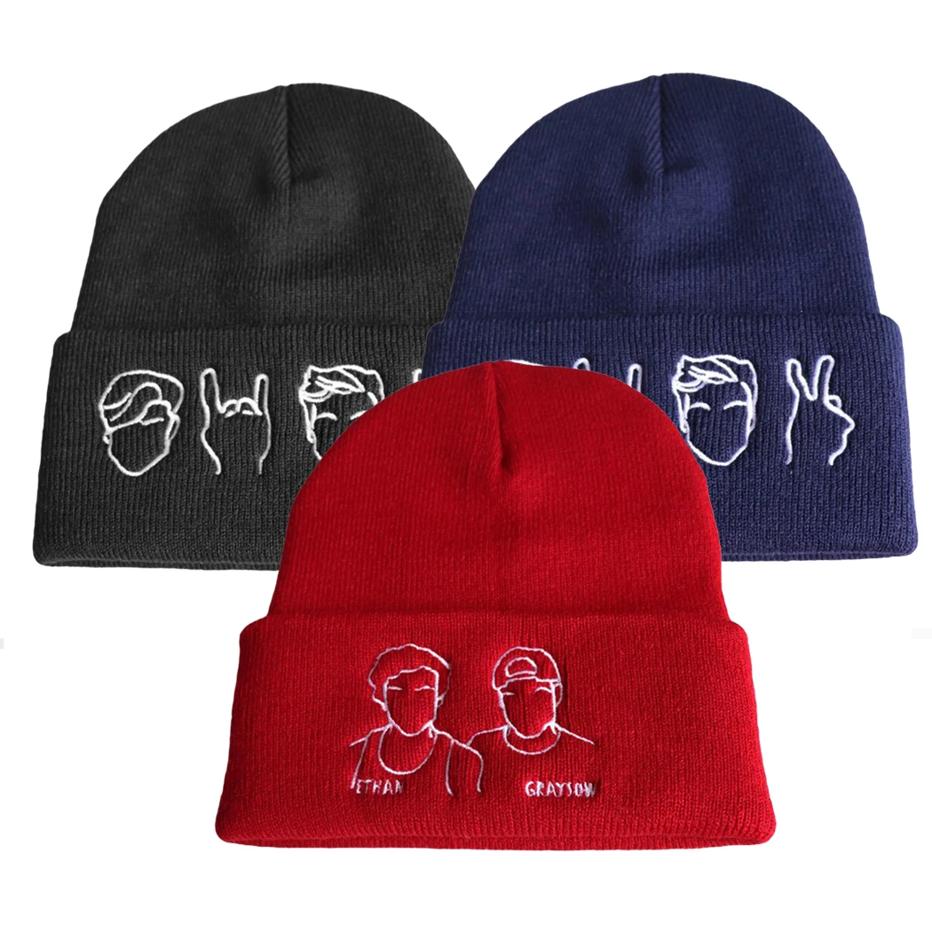 Экспрессия жестов вышивка для женщин и мужчин шапочки модные лыжные Skullies теплые