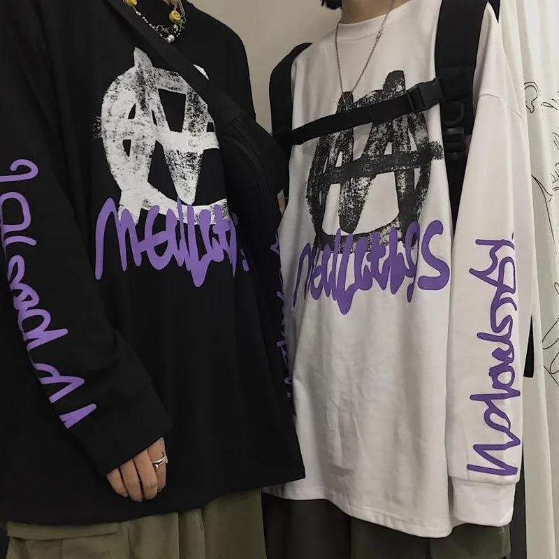 Футболка NiceMix женская в стиле Харадзюку крутая контрастная рубашка панк хип-хоп