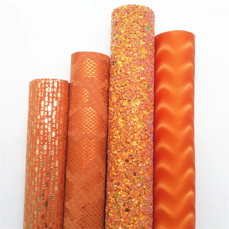 4 шт./компл. оранжевая блестящая виниловая ткань сочетающаяся с металлическим