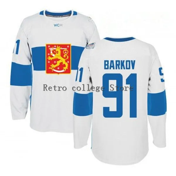 

#91 Aleksander Barkov Blue Finland Team 2016 World ICE Hockey Jersey Blue XXS-6XL Customize any size player name number