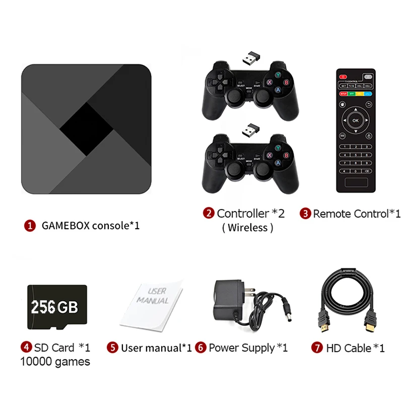 

GAMEBOX G5 S905L WiFi 4K HD Super X Console 51000+ Retro Classic Game Mini TV Box Video Player Wireless Controller