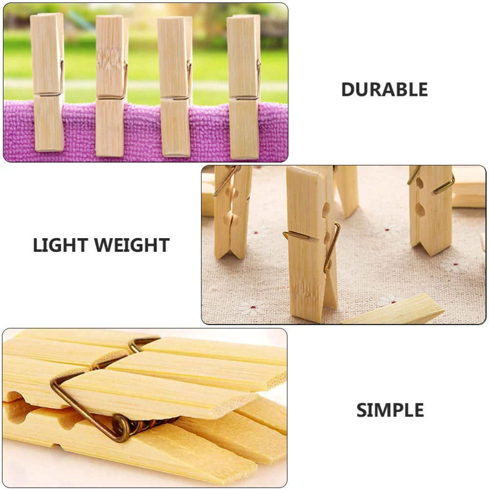 

7 Packs of 140PCS Multi-function Windproof Clothespin Clothes Drying Bamboo Clip