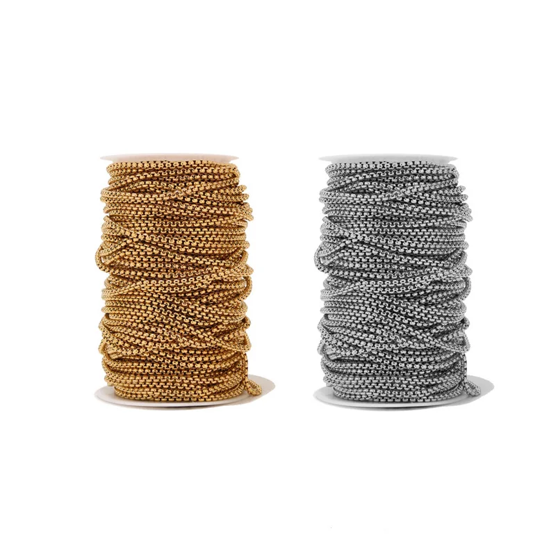 Золотая квадратная цепочка из нержавеющей стали для самостоятельного