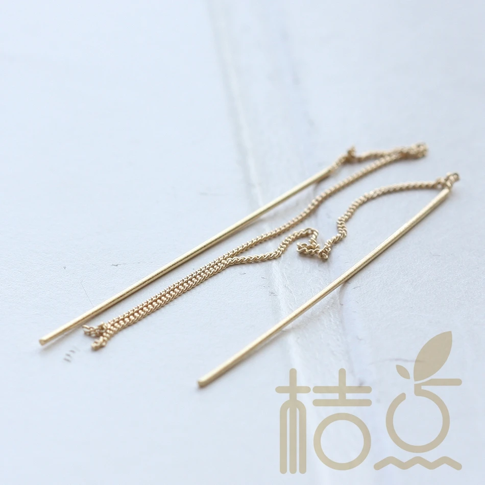 2 шт. (одна пара) позолоченные серьги премиум-класса с цепочкой-серьги-линия-звено