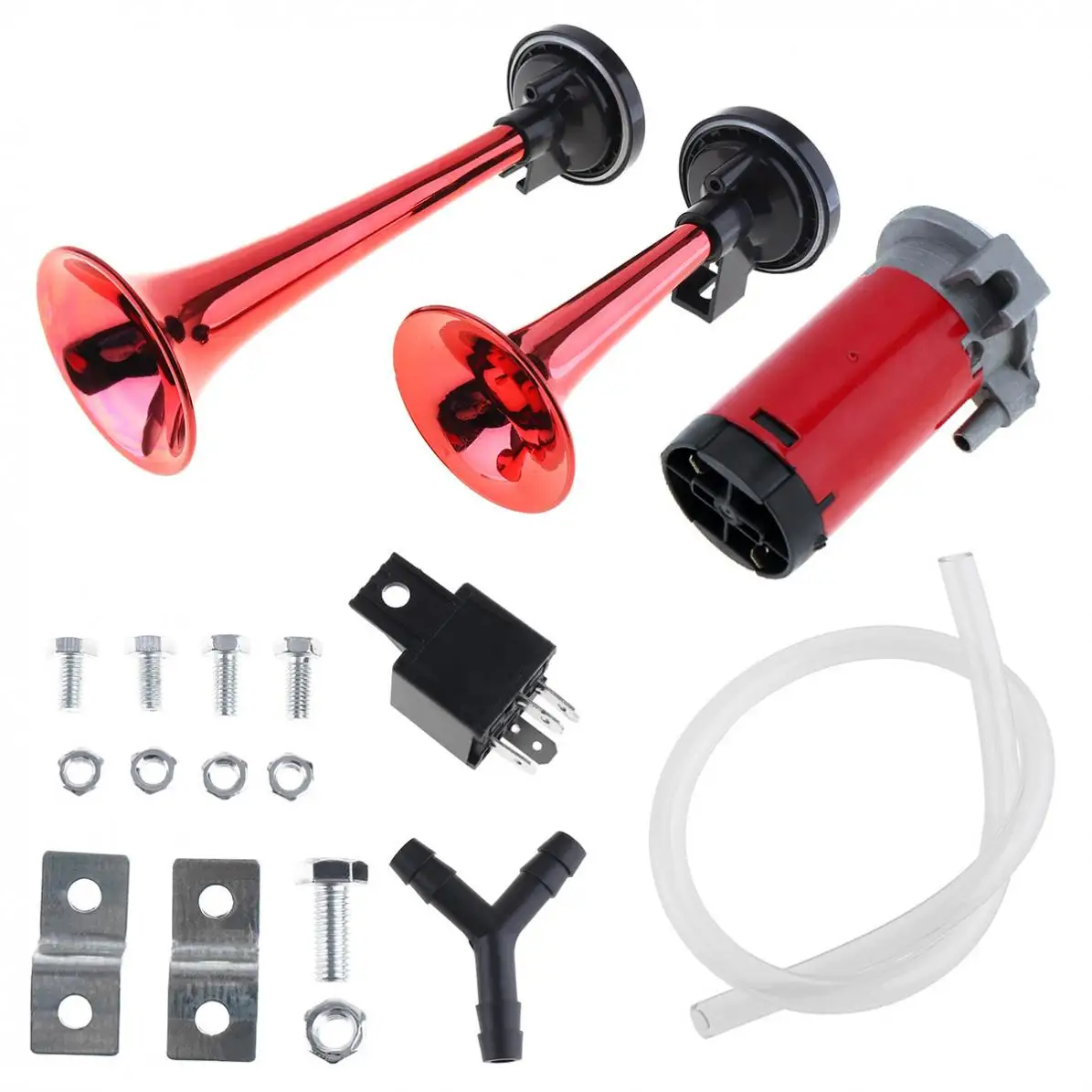 

1pcs 12V 178dB Durable Super Loud Dual Tone Air Horn Set Trumpet Compressor Suitable for Motorcycle Car Boat Truck