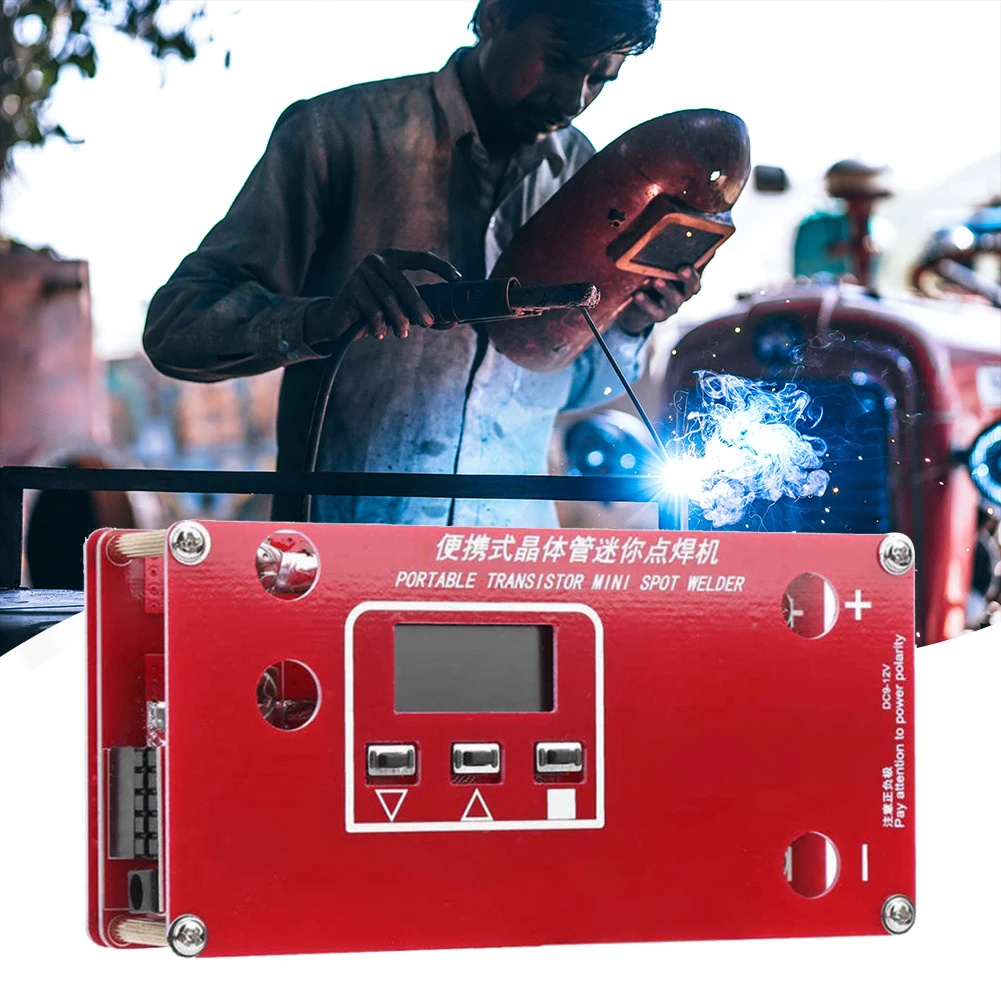 

Portable Transistor DIY Mini Spot Welding Machine 18650 Lithium Battery LCD Display Screen Spot Welder with 2 Mos Tubes