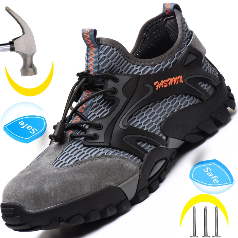 

Security Work Sneakers Male Safety Shoes Fashion Men Shoes Breathable Work Shoes Steel Toe Protective Shoes Safety Boots Men