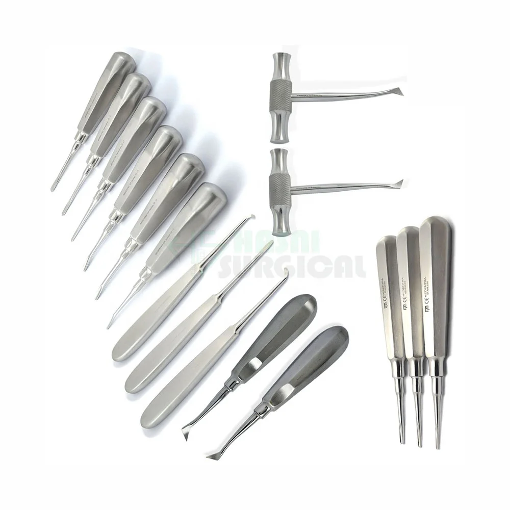 

NEW 16PCS ORAL DENTA-L ROOT SURGERY EXTRACTING ELEVATORS FORCEPS INSTRUMENTS KIT SET