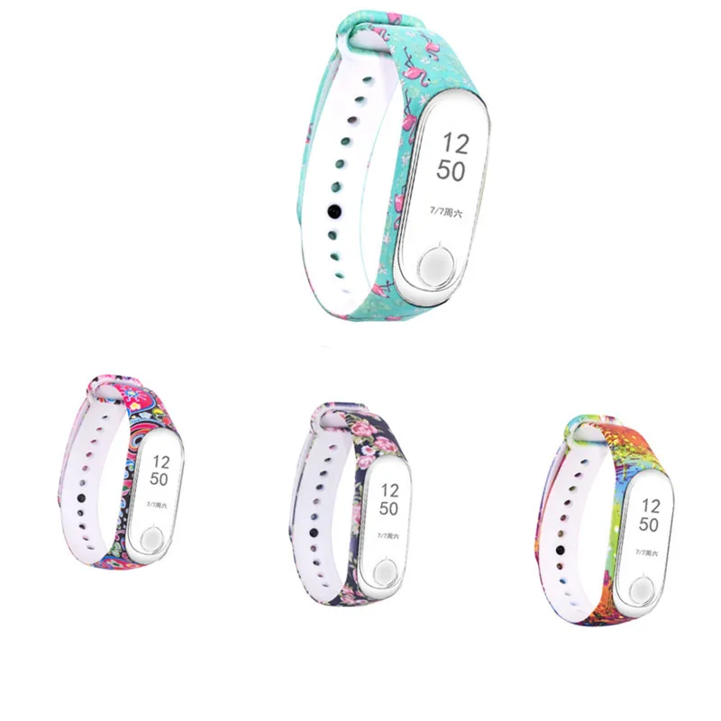 Разноцветные цветы для mi Band 4 Ремешок Универсальный сменный Браслет для Xiaomi mi band 3 4 Силиконовый ремешок для mi 3 ремень