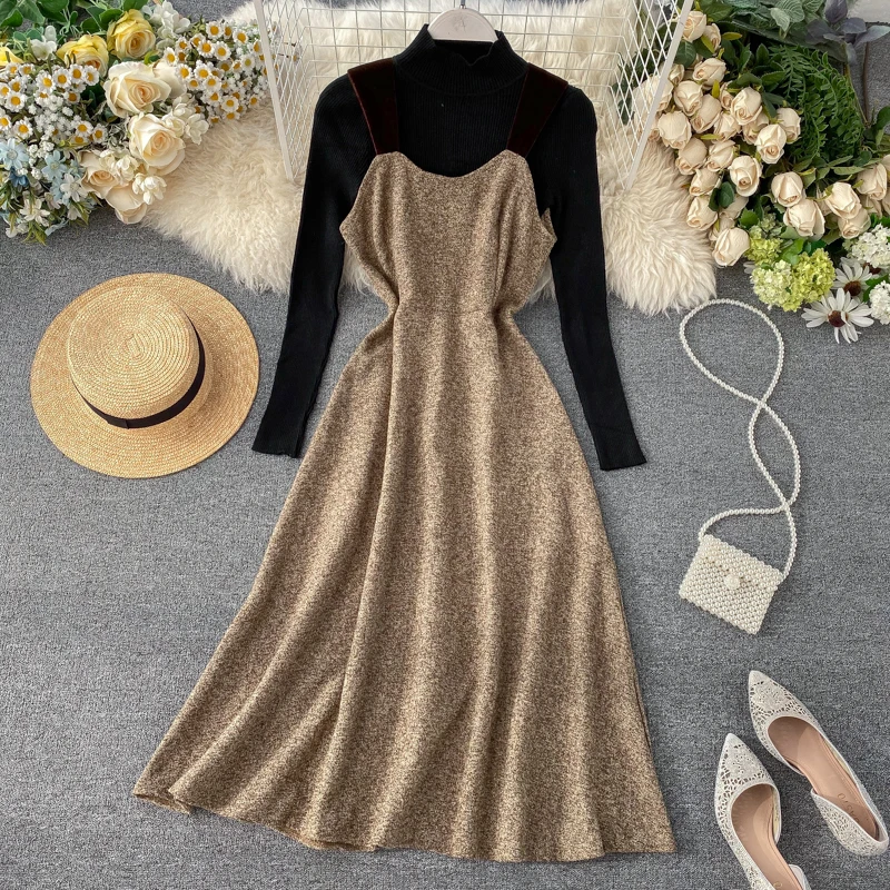 Новинка 2019 модная женская одежда осеннее и зимнее женское платье из двух частей