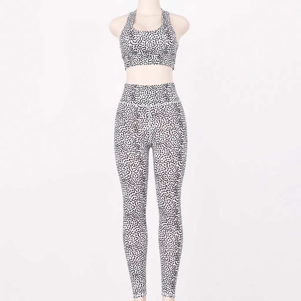 Женская мода Леопардовый принт жилет штаны с узором в виде танков спортивный