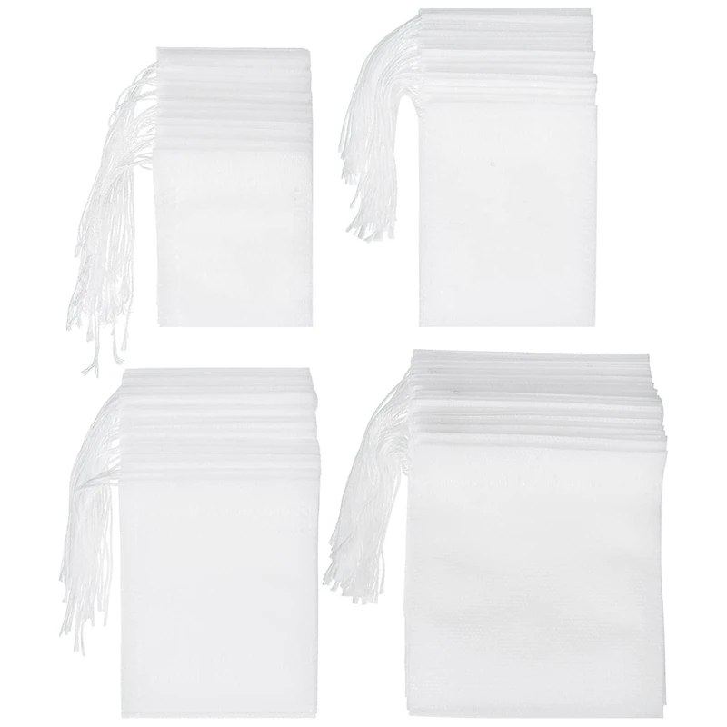 

400 Pcs 4 размера Чай мешочные фильтры одноразовый Drawstring Чай мешочные фильтры подходят для сыпучих Чай