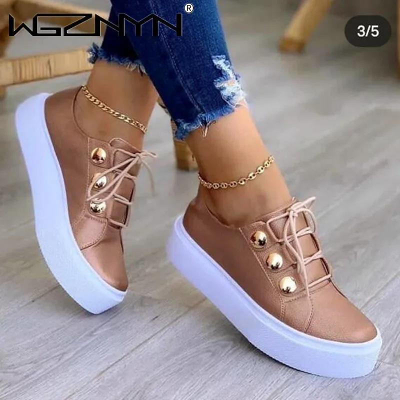 

Женские кроссовки на платформе, Спортивная повседневная обувь, новинка 2021, осенняя дизайнерская модная обувь на плоской подошве со шнуровк...