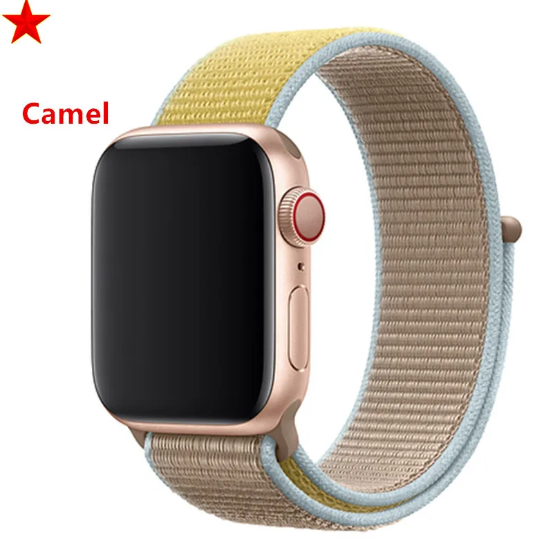 Ремешок для apple watch band sport loop apple watch 5 4 3 band 44 мм 40 мм iwatch 5 4 42 мм 38 мм correa нейлоновый браслет pulseira nato - Цвет ремешка: Camel