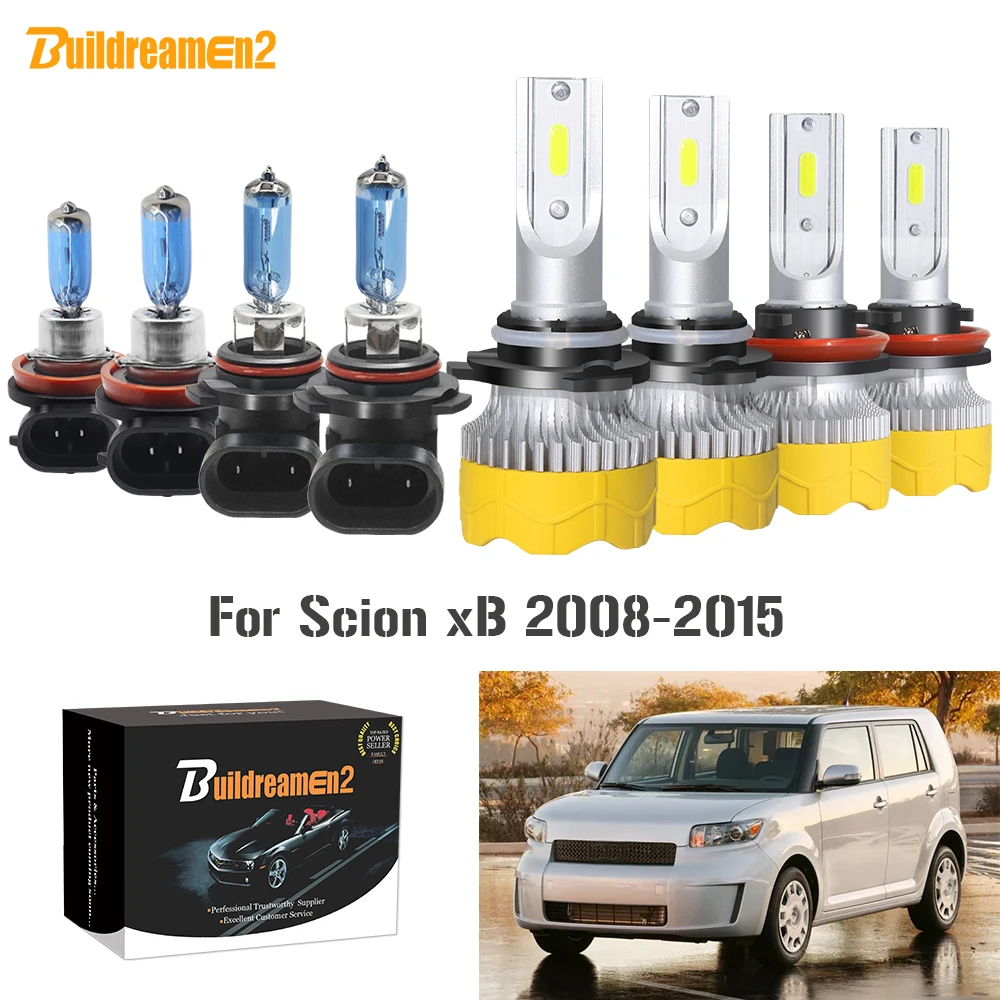 

Buildreamen2 4 Pieces 9005 H11 Car Headlight High Beam + Low Beam LED Halogen Headlamp Light 12V For Scion xB 2008-2015
