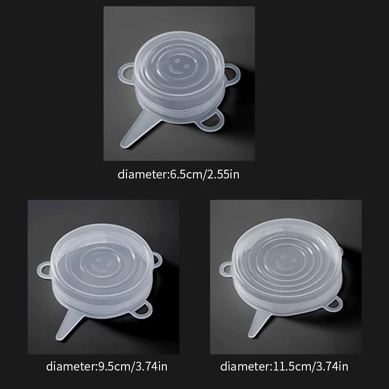 3pcs S 6 шт многоразовая силиконовая крышка для еды, Эластичные крышки, универсальная пищевая обертка, миска, крышка для горшка, силиконовая крышка для сохранения свежести пищи, растягивающиеся крышки - Цвет: 3pcs S