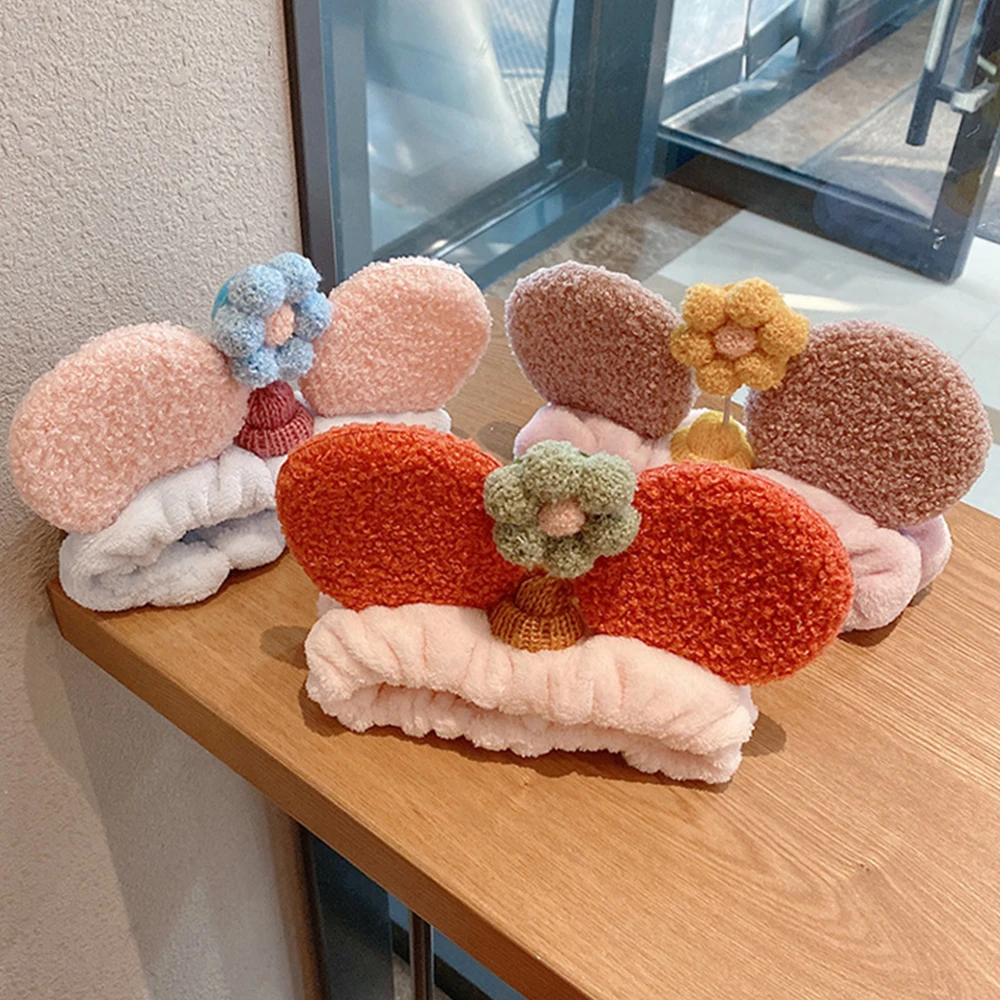 Женская повязка на голову милый маленький цветок плюш удобный для мытья лица