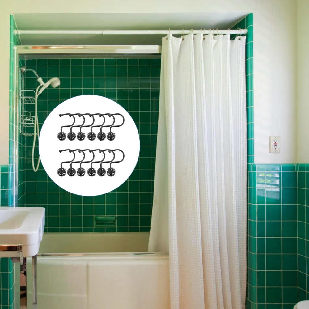 

12 Pcs Shower Curtain Clips Window Curtain Fixing Clips Iron Plating Hooks