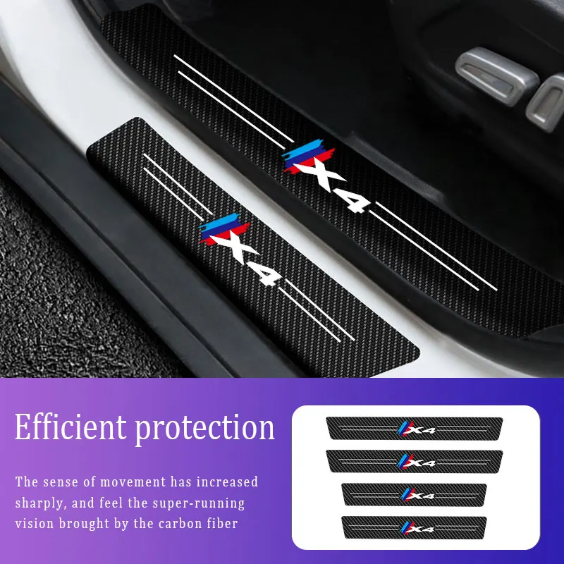 

4PCS Car Styling Carbon Fiber Car Door Sill Protector Decor Stickers Decals For BMW X4 2013-2016 2019 2020 2021 2022 Model