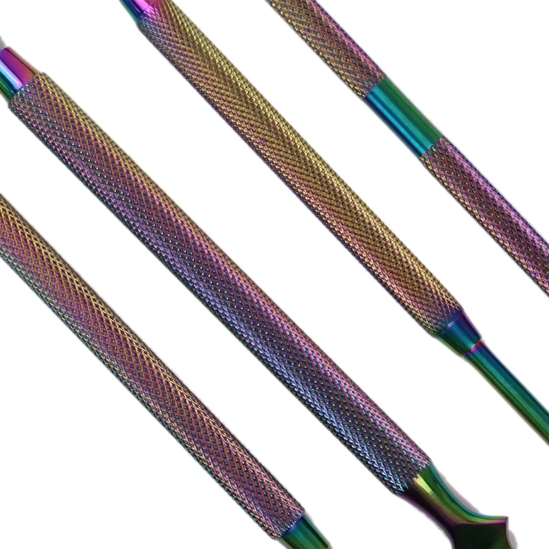 

4Pcs Rainbow Cuticle Pusher Stainless Steel Cuticle Remover and Cutter Manicure Nail Art Tool Set Professional Cuticle Nippers f