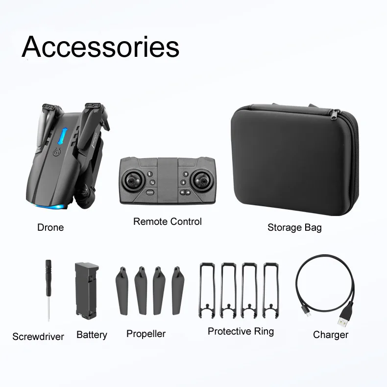 

E99pro Three Side Obstacle Avoidance Aerial Photography Drone 4K Dual Camera RC Quadcopter Battery Propeller Charger Protective