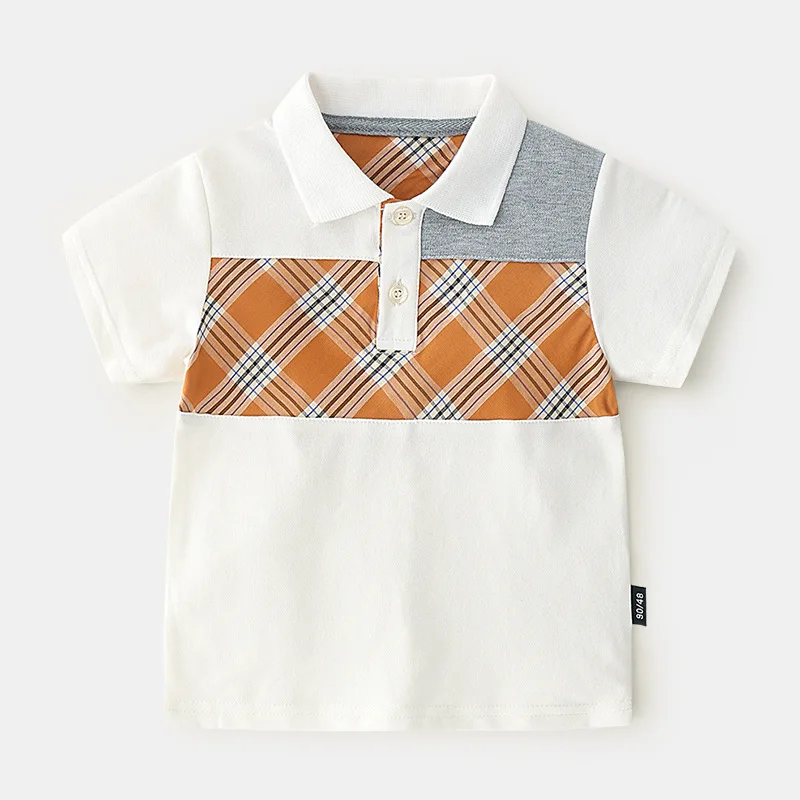 Boys Polo Shirt Plaid White Short Sleeve Shirts For Children School Baby Clothes |