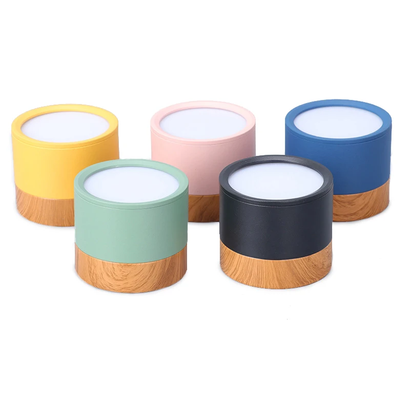 

Creative Round Wood Surface Mounted Ceiling Downlight Lamp Cold White 3-Color Dimming 7W LED Ceiling Light Home Decor Fixtures