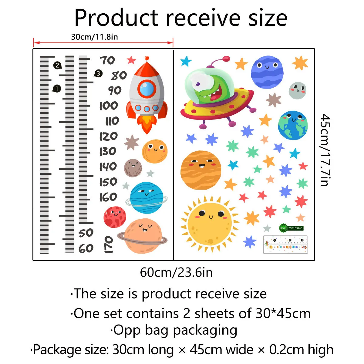 

Star spaceship cartoon height stickers wall stickers children's room living room bedroom creative wall stickers