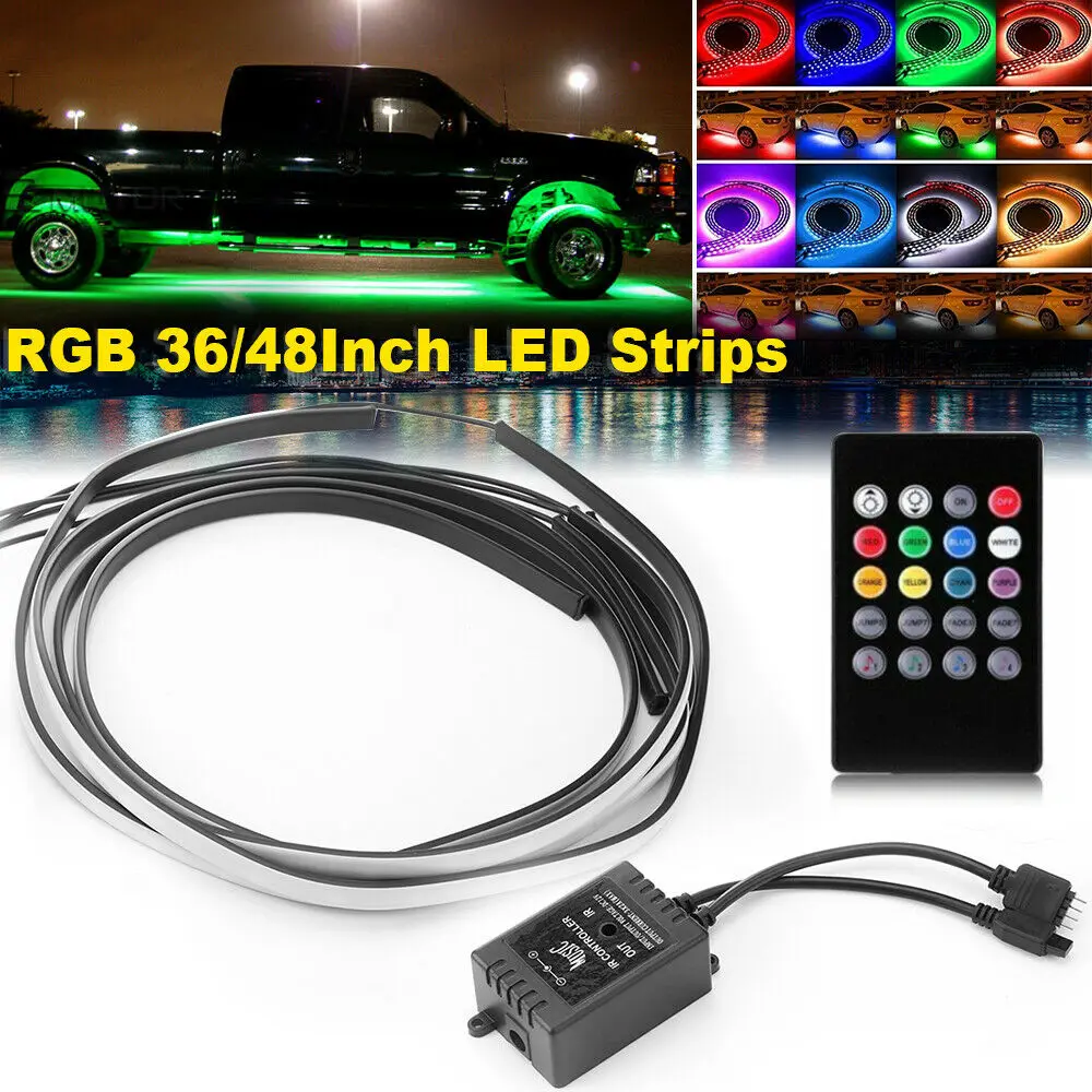 

Car Atmosphere Lamp RGB Strip Light Car Tube Underglow Underbody System Neon Lights Kits Decorative Light Music sound Control