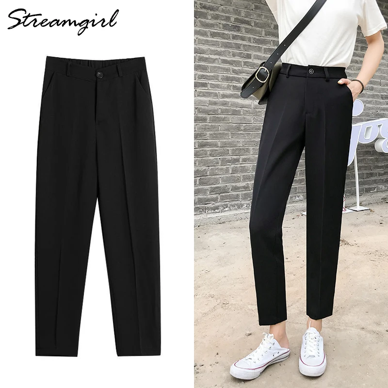 

Брюки-султанки женские с завышенной талией, офисные деловые штаны, повседневные шифоновые брюки, черные, на лето