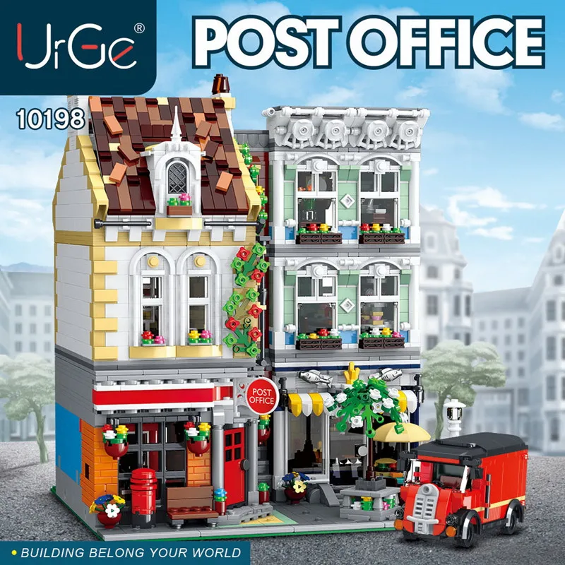 

IN STOCK 10198 3716pcs City Street Series Brick Square Post Office MOC-22101 Building blocks Toys for kids DIY education Gifts